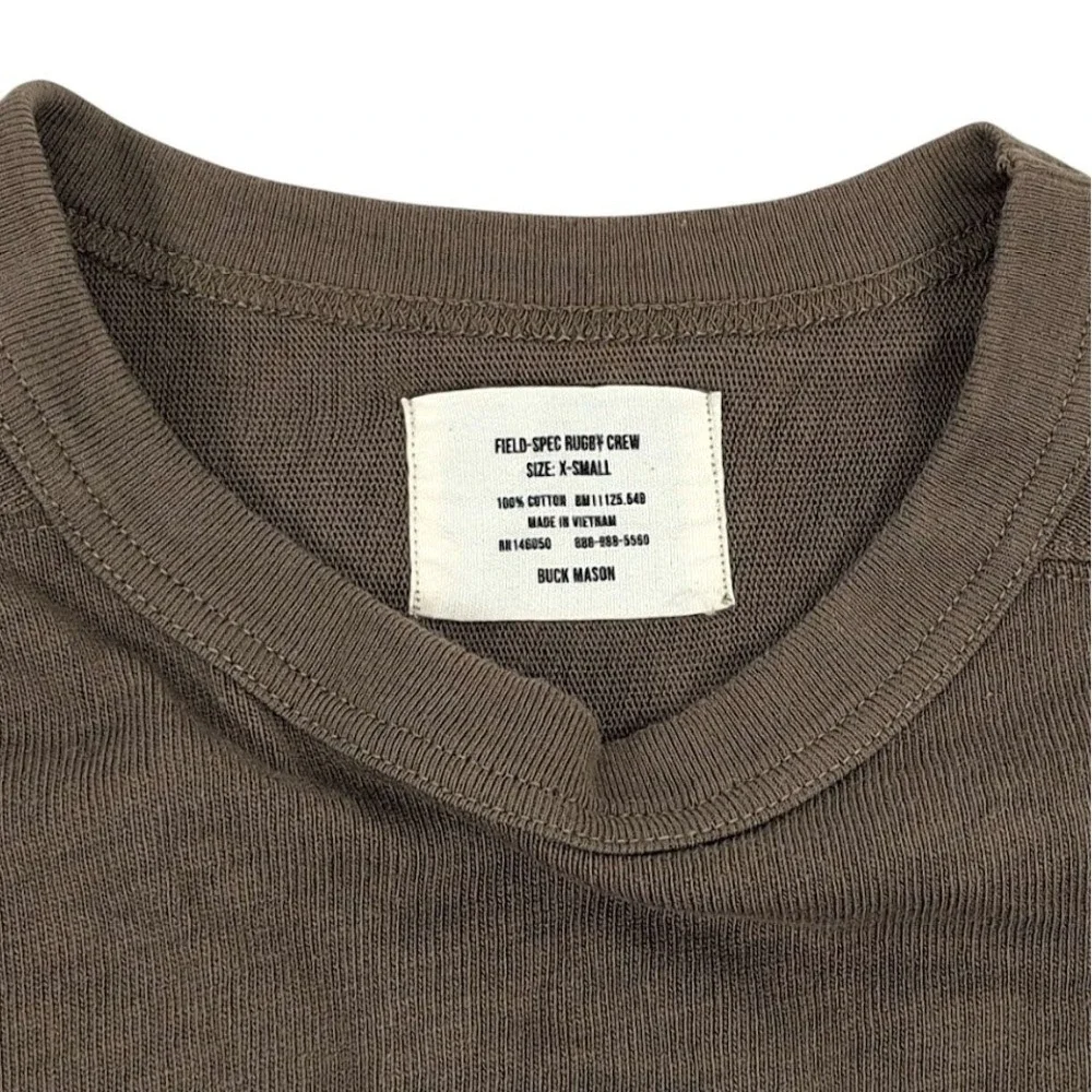 Buck Mason Field Spec Rugby Crew Mens XS Brown Casual Utility Military Designer